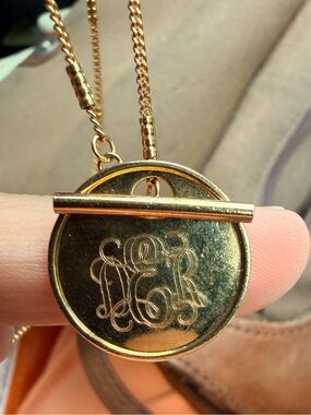Brook & York Grace Toggle Necklace with monogram DER